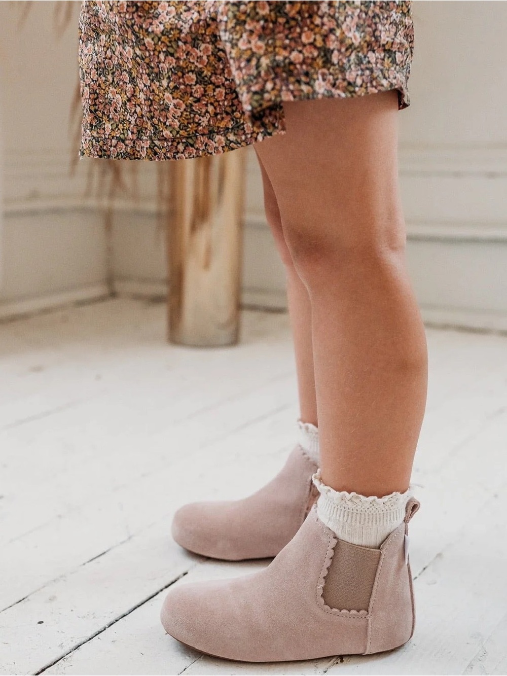 Little Love Bug Blush Suede Reagan Boots